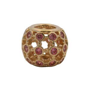 Pandora Solid 14kt Yellow Gold and Pink CZ "Spotlight" Spacer Charm